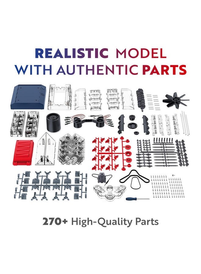 Playz V8 Combustion Engine Model Kit That Runs - Build Your Own STEM Mini V8 Model Engine Kit for Adults & Kids Age 12+, Visible V8 Mini Engine Kit That Works for Adult w/ 270 STEM Parts - Image 2