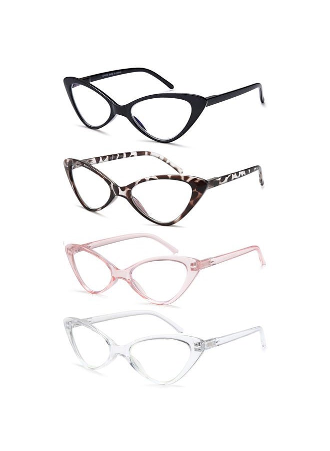 EYEURL 4-Pack Reading Glasses for Women, Fashion Cat Eye Blue Light Blocking Readers with Spring Hinges,2.00 Anti-Glare/UV Rays - Image 2