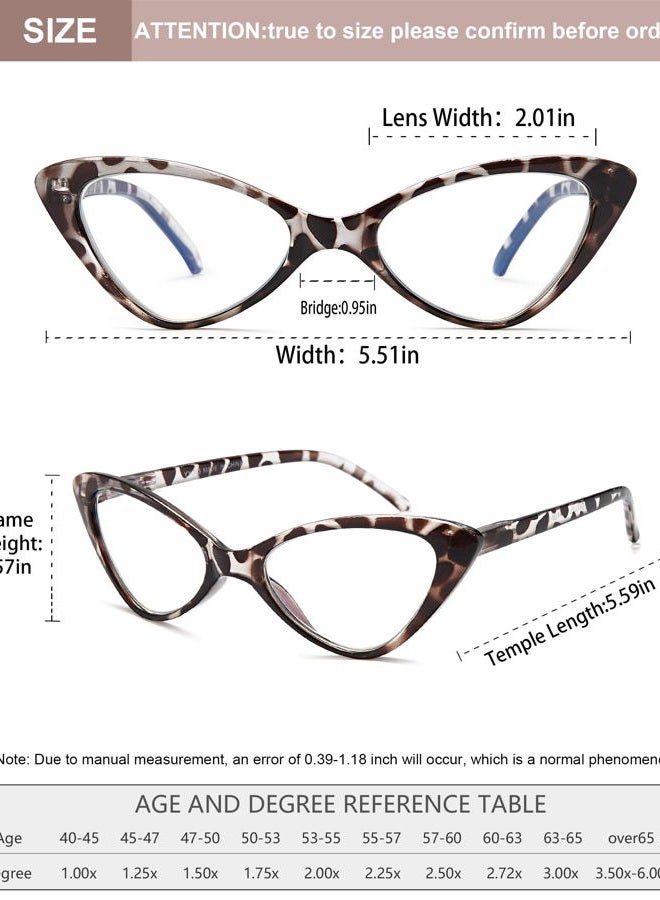 EYEURL 4-Pack Reading Glasses for Women, Fashion Cat Eye Blue Light Blocking Readers with Spring Hinges,2.00 Anti-Glare/UV Rays - Image 3