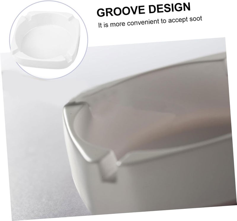 Square White Smoking Ashtray Imitation Porcelain Household Ashtray for Cigarettes Indoor Outdoor Patio Use - Image 3