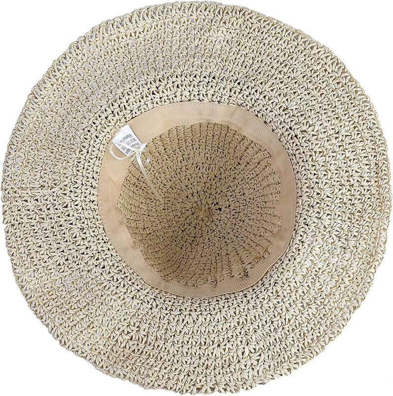Boolavard Women Straw Hat Wide Brim Beach Sun Cap Foldable Large Lady Floppy 100% Natural Paper Braided for Travel Summer Vacation - Image 5