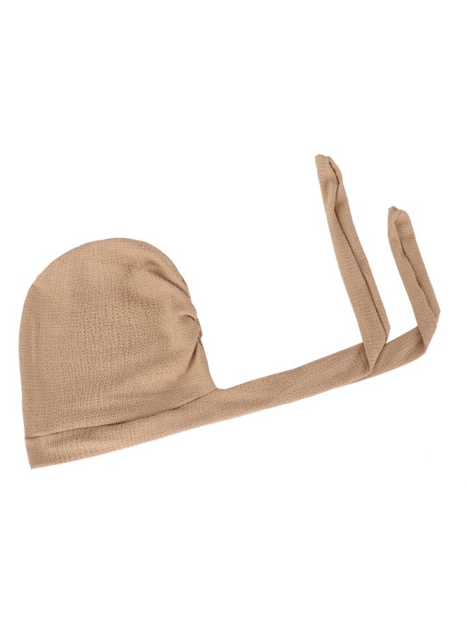 3 Pack Pre-Tied Head Wrap Turban Chemo Caps, Wave Pattern Polyester, White, Black, Beige, 58cm - Image 5