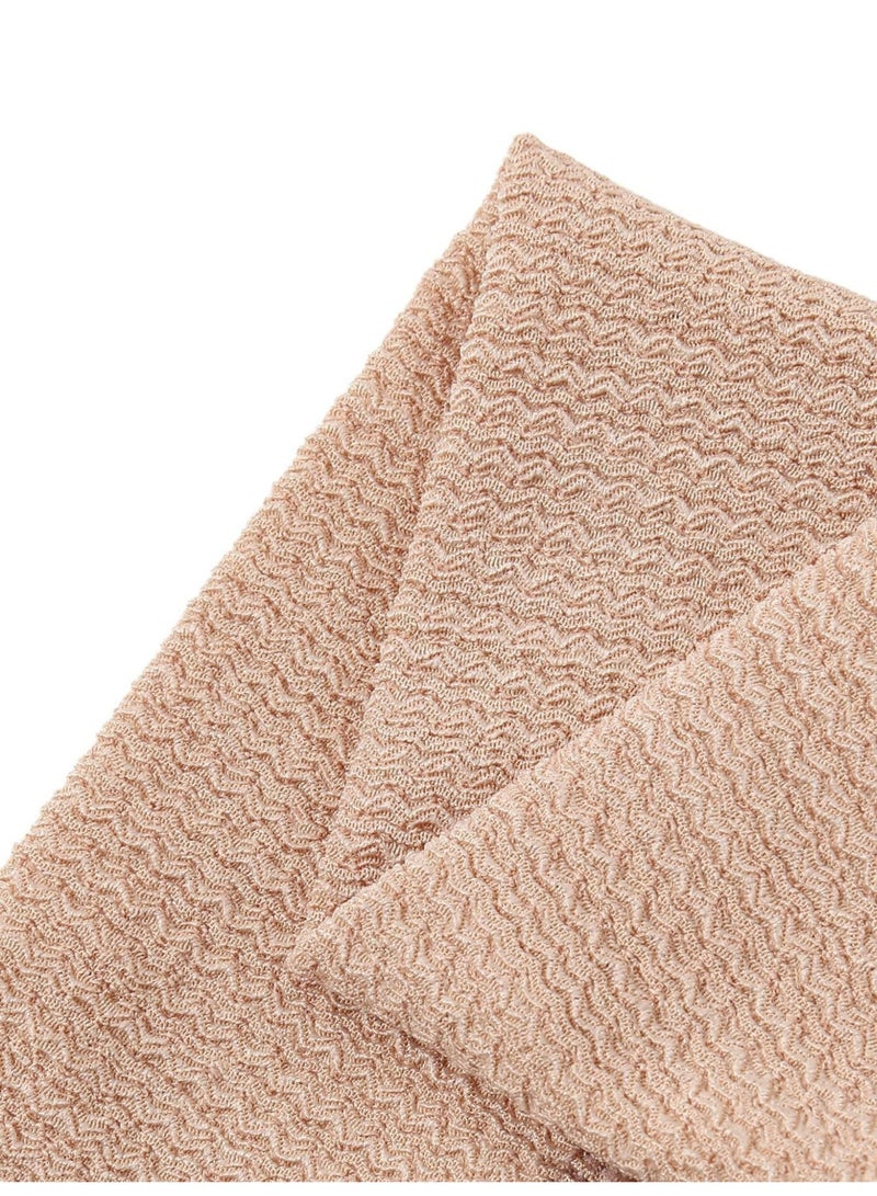 3 Pack Pre-Tied Head Wrap Turban Chemo Caps, Wave Pattern Polyester, White, Black, Beige, 58cm - Image 3