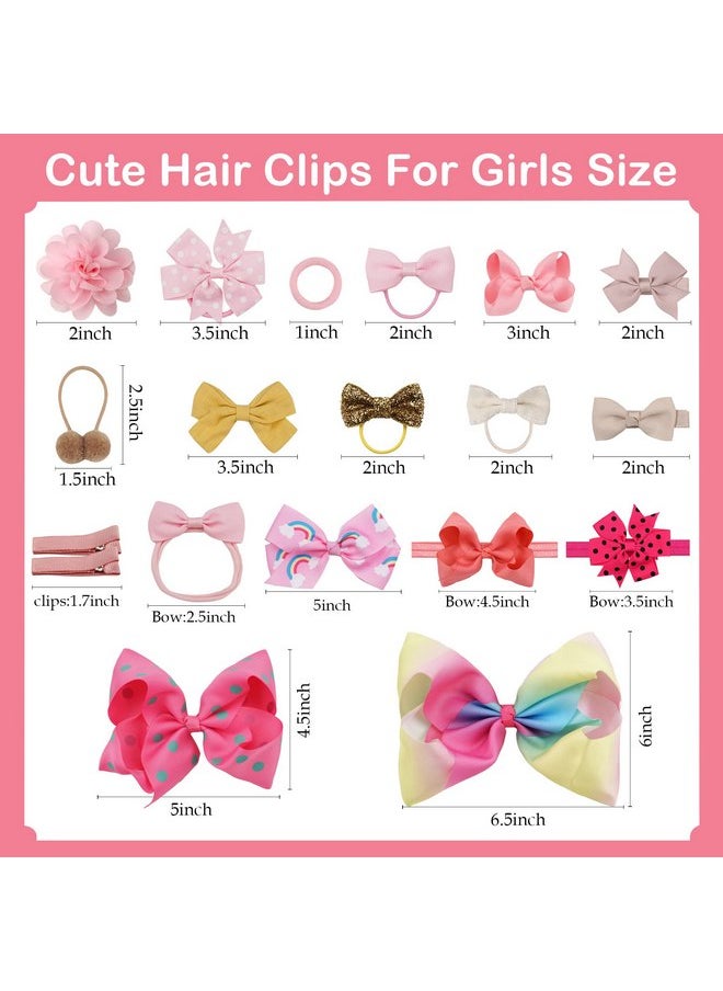 CELLOT - 3 Layer Gift Box For Toddlers Baby Girls Hair Accessories Included 4" Baby Headbands Girls 6" Cheer Bows Clip Teeager Extra Large 8" Hair Bows Elastic Tie Flower Clips Metal Clips(All in 1) - Image 1