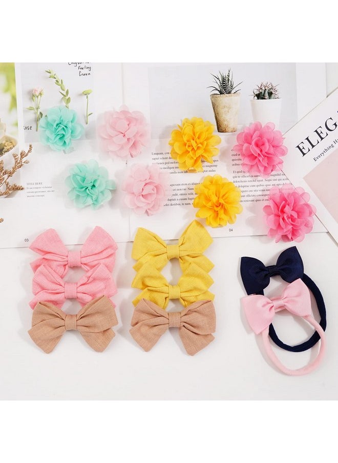 CELLOT - 3 Layer Gift Box For Toddlers Baby Girls Hair Accessories Included 4" Baby Headbands Girls 6" Cheer Bows Clip Teeager Extra Large 8" Hair Bows Elastic Tie Flower Clips Metal Clips(All in 1) - Image 1