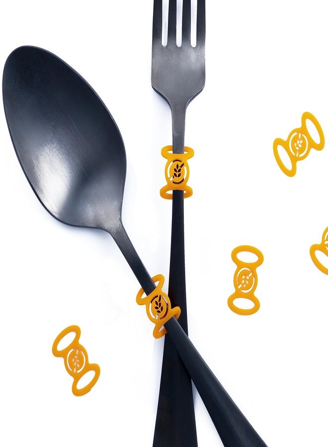 Name-Me ARG Premium Gluten-Free Kitchenware Labels - 6-Pack of Flexible, Dishwasher-Safe Orange Silicone Tags for Utensils (Knives, Forks, and Spoons) - Ideal for Celiac and Gluten Intolerant Individuals - Image 1