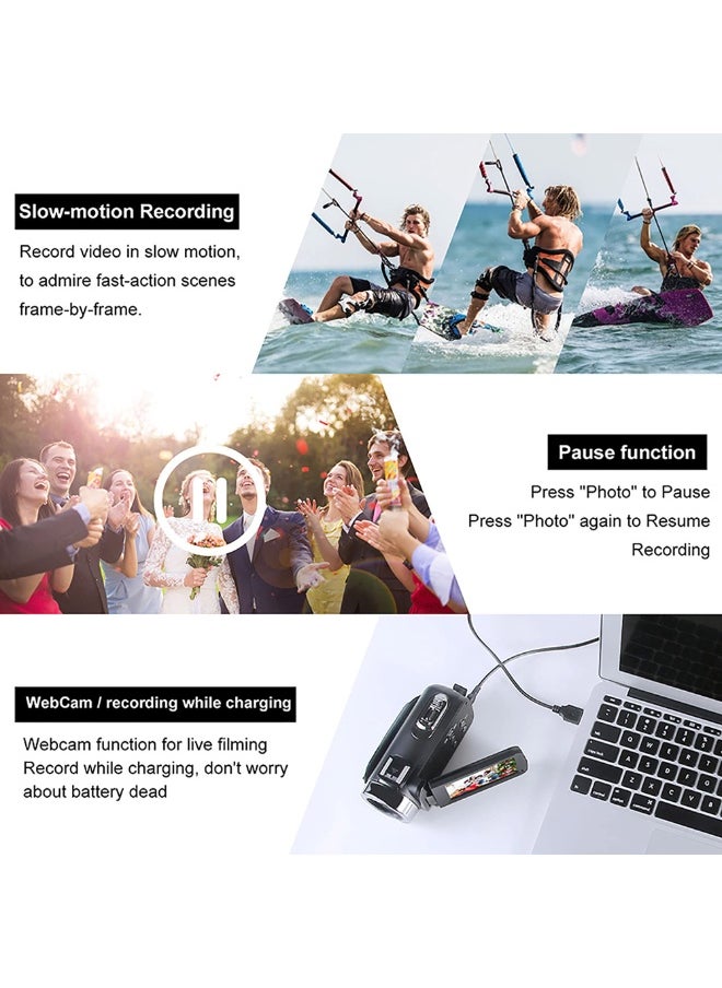 Generic - 4K Video Camera Camcorder with 18X Digital Zoom, 48MP Vlogging Camera for YouTube, 3.0" IPS 270° Rotating Touchscreen, Built-in Microphone, 32G SD Card - Image 1