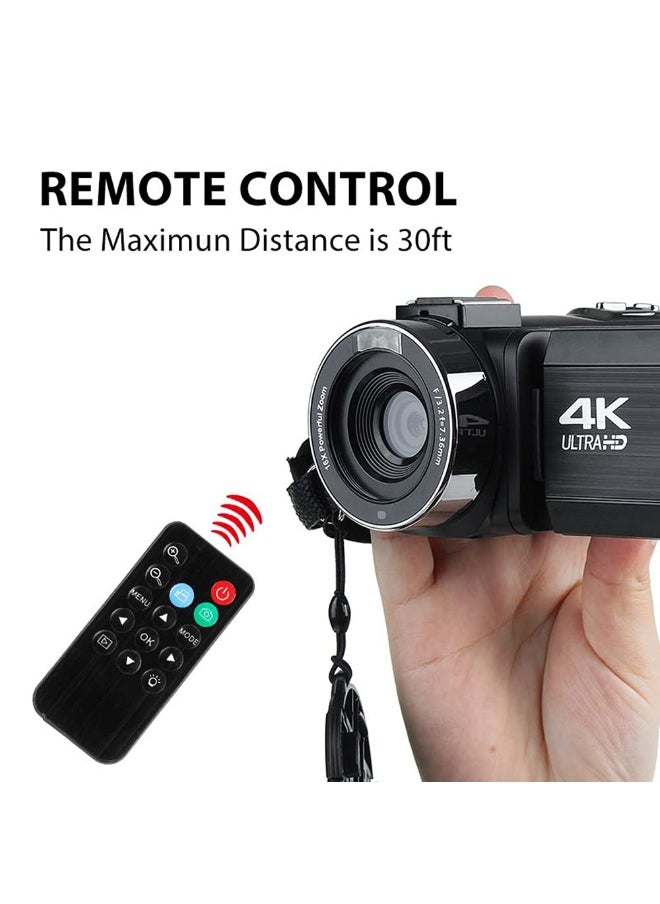 Generic - 4K Video Camera Camcorder with 18X Digital Zoom, 48MP Vlogging Camera for YouTube, 3.0" IPS 270° Rotating Touchscreen, Built-in Microphone, 32G SD Card - Image 1
