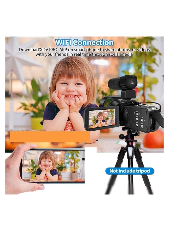 Generic - 4K Video Camera Camcorder with 18X Digital Zoom, 48MP Vlogging Camera for YouTube, 3.0" IPS 270° Rotating Touchscreen, Built-in Microphone, 32G SD Card - Image 1