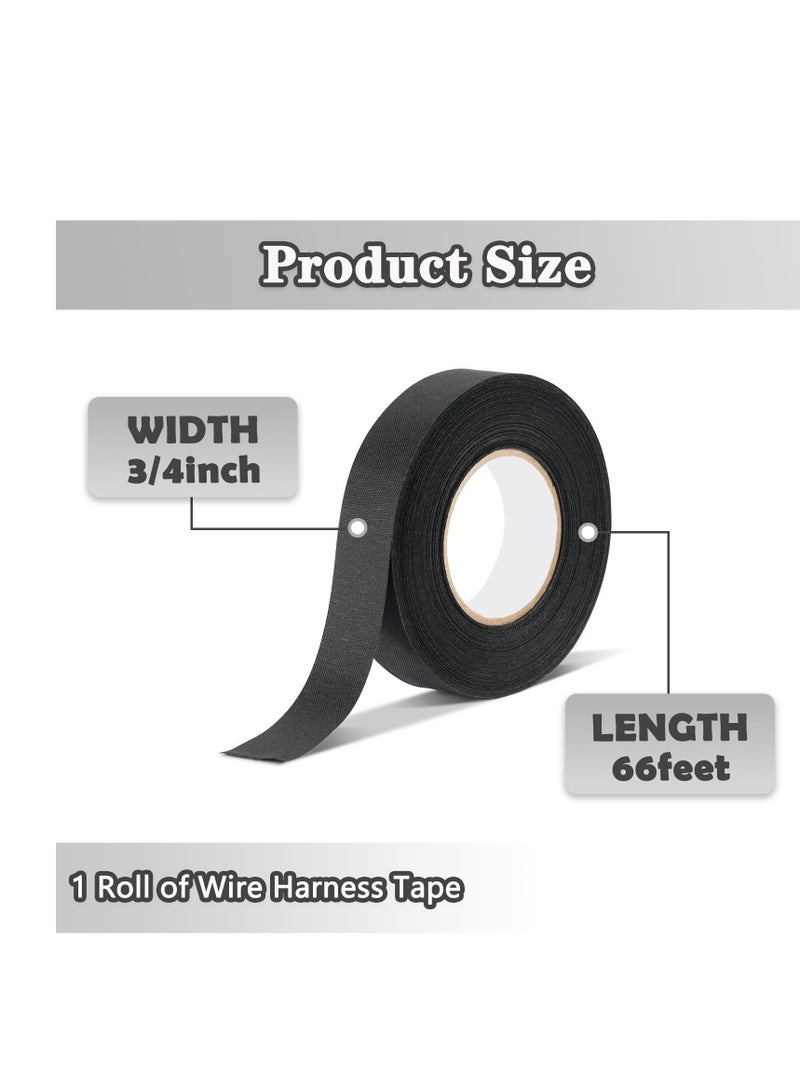 SYOSI 2 Pcs Wire Harness Tape, Wire Loom Tape High Temp Wiring Loom Harness Electrical Tape Self-Adhesive Felt Cloth Electric Tape Black for Automotive Engine Electrical Wrap Cable Fixed 20 Meters - Image 3