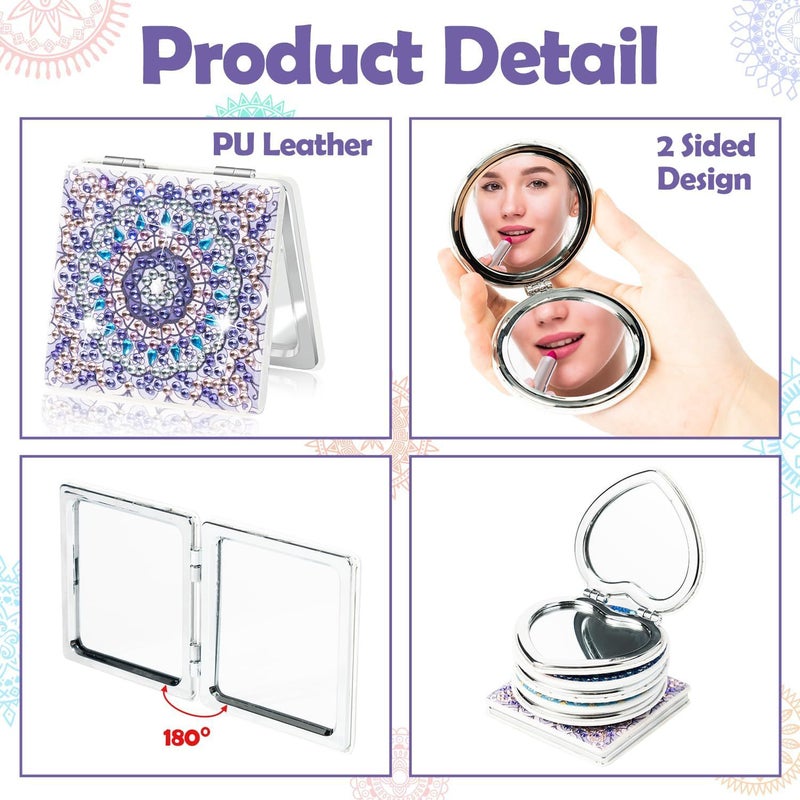 Diy Diamond Painting Mirror 5D Mandala Makeup Mirror New Small Mirror Crystal Shaped Drill Manual Double-Sided Sticking Drill - Image 5