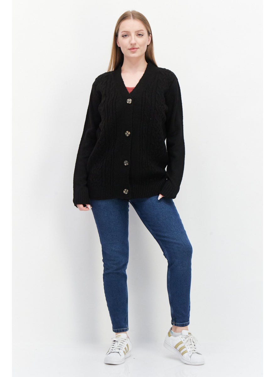 Threadbare Women Cable Button Up Cardigan, Black  - Image 4