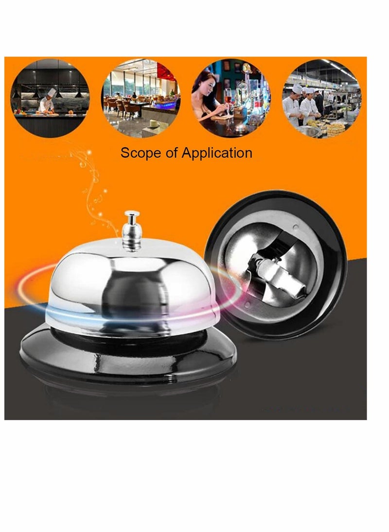 SYOSI Reception Call Bell, Service Bell with Metal Anti-Rust Construction, Chrome Finish, Ringing, Durable, Desk Bell for Schools, Restaurants, Reception Areas, Hospitals, Warehouses, 2 Packs  - Image 2