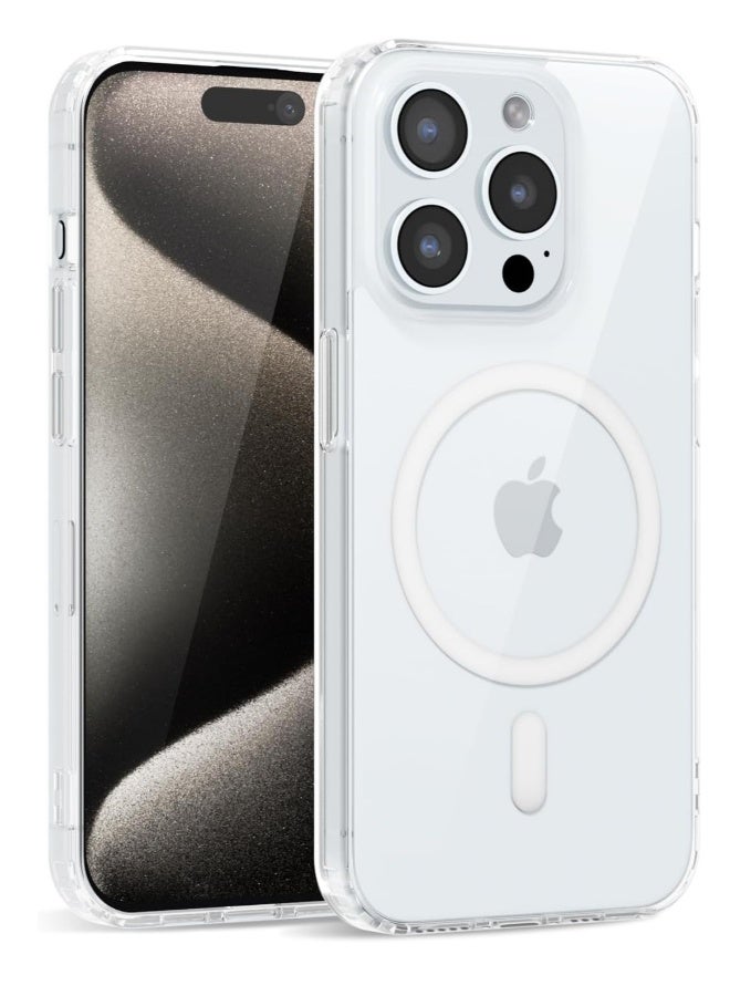 DUSALA iPhone 15 Pro Max Clear Magnetic Cover Mag Safe Compatible Hybrid Protective Crystal Clear Hard Back Case Shockproof Silicone Frame Slim Transparent Case for Apple iPhone 15 Pro Max - Image 1