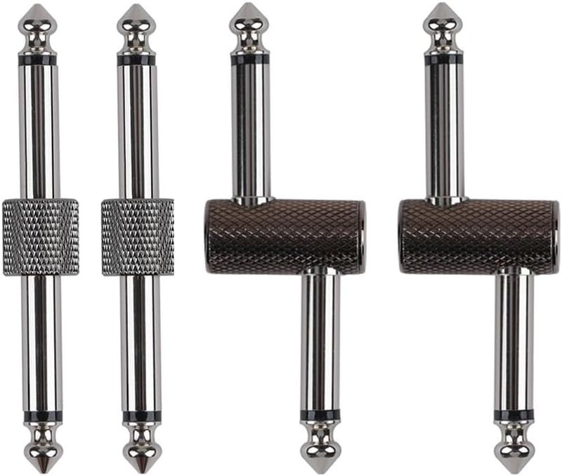 Rayzm Guitar Pedal Patch Connector, 6.35mm (1/4") Effect Pedal to Pedal Coupler, Male to Male Plug Adaptor for Guitar Pedalboard Instead of Patch Cable, Pack of 4 (2 Straight & 2 Z Type) - Image 1