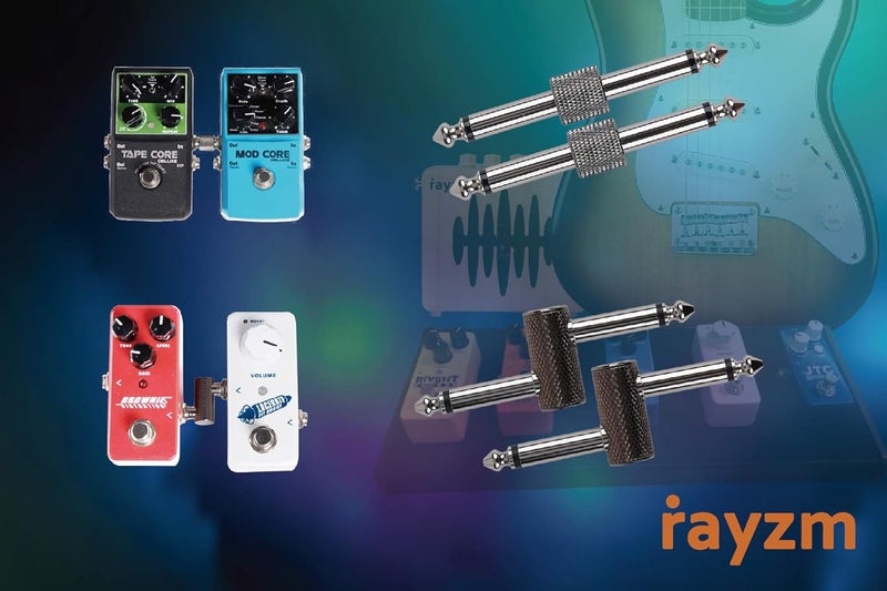 Rayzm Guitar Pedal Patch Connector, 6.35mm (1/4") Effect Pedal to Pedal Coupler, Male to Male Plug Adaptor for Guitar Pedalboard Instead of Patch Cable, Pack of 4 (2 Straight & 2 Z Type) - Image 5