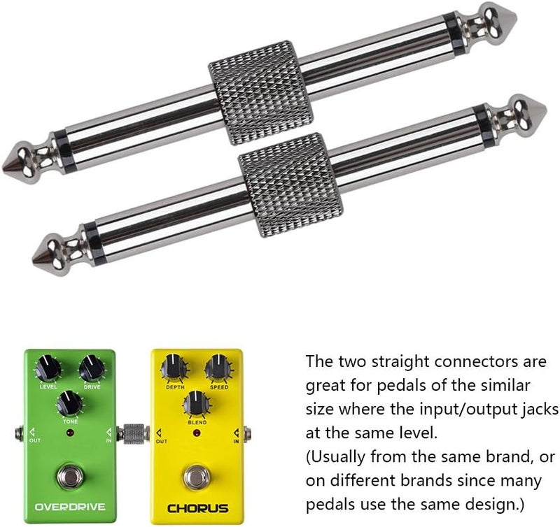 Rayzm Guitar Pedal Patch Connector, 6.35mm (1/4") Effect Pedal to Pedal Coupler, Male to Male Plug Adaptor for Guitar Pedalboard Instead of Patch Cable, Pack of 4 (2 Straight & 2 Z Type) - Image 4