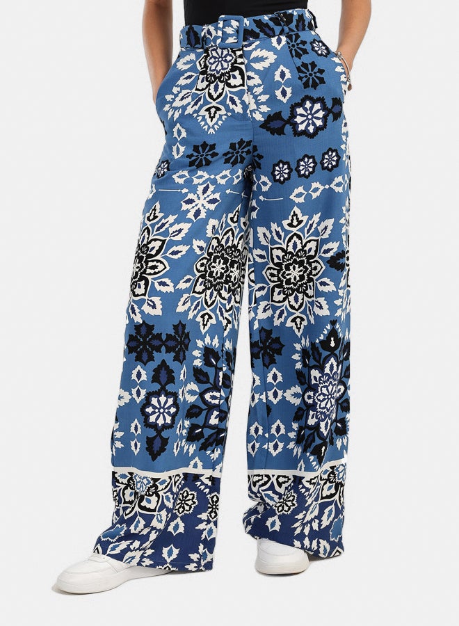 Carina All Over Printed Pants with Belt - Image 1