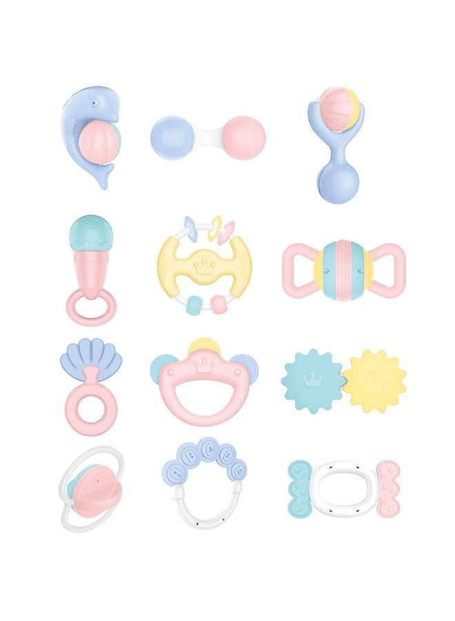 HUANGER 12-Piece Baby Teether Rattle Set – Sensory Learning & Development Toys - Image 1