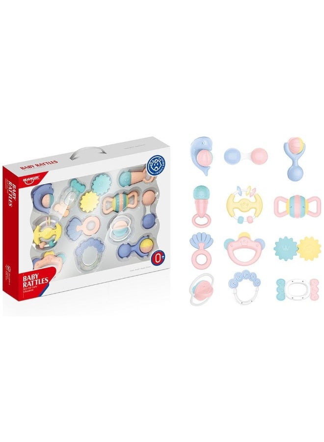 HUANGER 12-Piece Baby Teether Rattle Set – Sensory Learning & Development Toys - Image 2