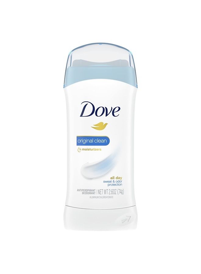 Dove Invisible Solid Antiperspirant Deodorant Stick for Women, Original Clean, For All Day Underarm Sweat & Odor Protection 2.6 oz - Image 1
