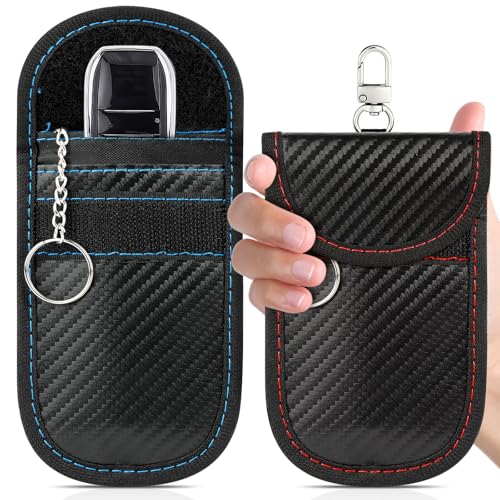 Hoiny 2 Pack Faraday Key Fob Protector Car RFID Signal Blocking Pouch Faraday Bag for Car Key Fob AntiTheft Case RedBlue Medium - Image 1