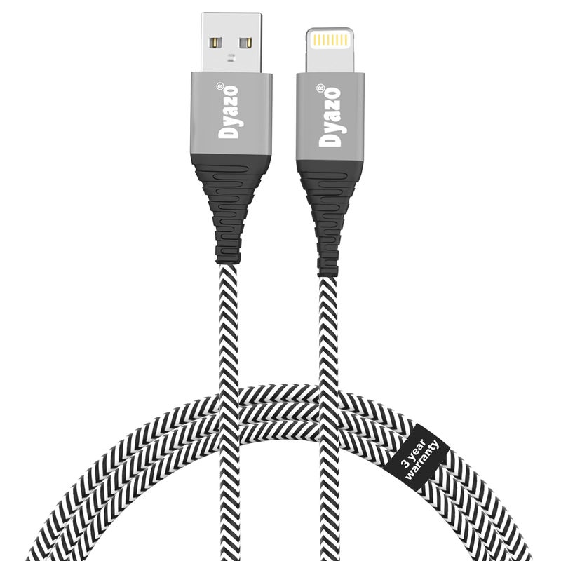Dyazo 6 ft Apple Mfi Certified Charging & Sync Nylon Braided Cable with Flexi Head Technology Compatible with iPhone XS/Max/XR/X/8/8 Plus/7/7 Plus/6/6 Plus/6S/6S (Pack of 1) - Image 3