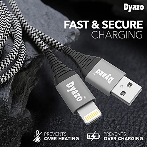 Dyazo 6 ft Apple Mfi Certified Charging & Sync Nylon Braided Cable with Flexi Head Technology Compatible with iPhone XS/Max/XR/X/8/8 Plus/7/7 Plus/6/6 Plus/6S/6S (Pack of 1) - Image 2