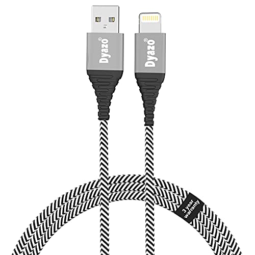 Dyazo 6 ft Apple Mfi Certified Charging & Sync Nylon Braided Cable with Flexi Head Technology Compatible with iPhone XS/Max/XR/X/8/8 Plus/7/7 Plus/6/6 Plus/6S/6S (Pack of 1) - Image 1