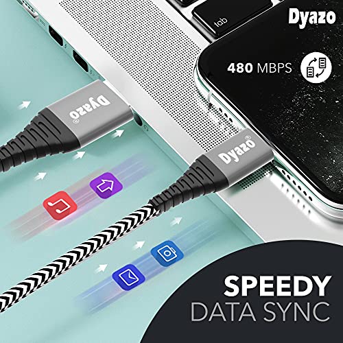 Dyazo 6 ft Apple Mfi Certified Charging & Sync Nylon Braided Cable with Flexi Head Technology Compatible with iPhone XS/Max/XR/X/8/8 Plus/7/7 Plus/6/6 Plus/6S/6S (Pack of 1) - Image 5