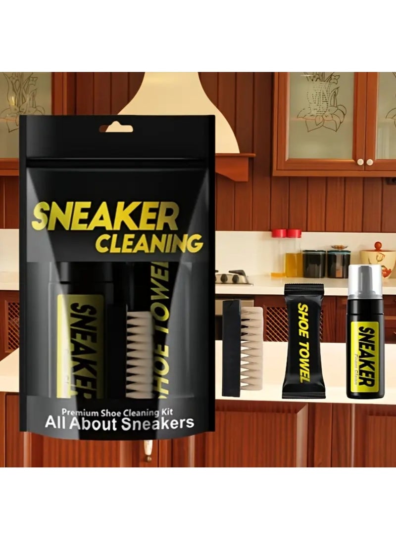 ZedAura Water-Free Foam Sneaker Cleaner Kit – 3-in-1 Stain Remover Spray with Brush & Microfiber Cloth – Safe on Leather, Canvas, Suede & Rubber – Portable 5.3 oz - Image 2