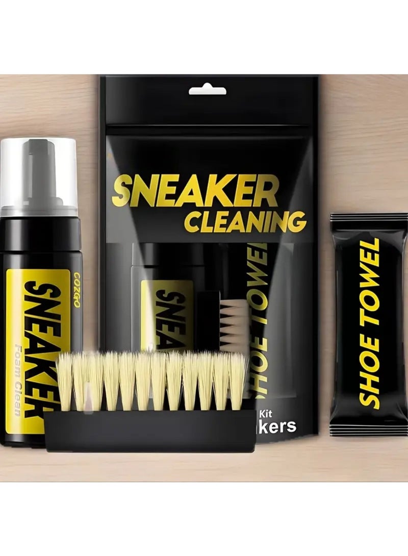 ZedAura Water-Free Foam Sneaker Cleaner Kit – 3-in-1 Stain Remover Spray with Brush & Microfiber Cloth – Safe on Leather, Canvas, Suede & Rubber – Portable 5.3 oz - Image 1
