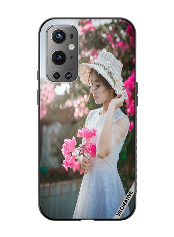 VR CREATIVE Protective Case Cover For OnePlus 9 Pro Girl With Pink Flower Design Multicolour - Image 1