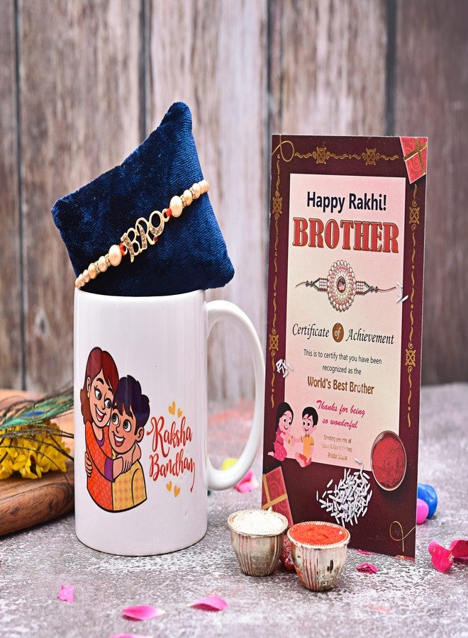PrideKraft Muali Gold Plated Rakhi Thread Rakhi With pink Printed Mug| Rakhi For Brother(Rakhi with mug Article D) - Image 2