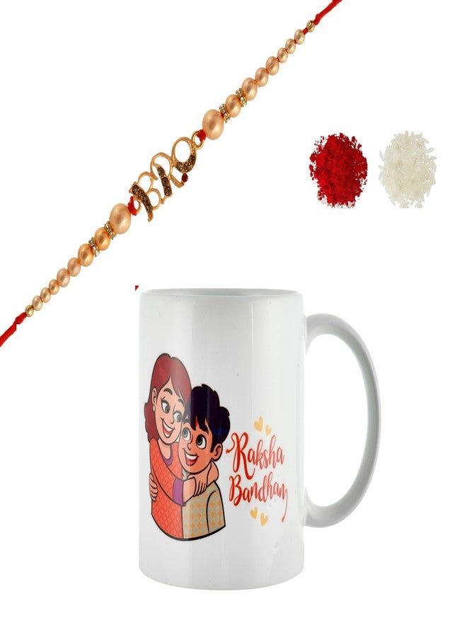 PrideKraft Muali Gold Plated Rakhi Thread Rakhi With pink Printed Mug| Rakhi For Brother(Rakhi with mug Article D) - Image 1