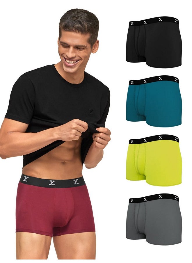 XYXX XYXX Men's Micro Modal Trunks - Ace Underwear for Men Pack of 5 (M; Rio Red+Black+Deep Sea Blue+Grey+Lime Green)  - Image 1