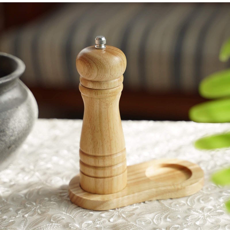 DeroTeno Pepper mill made of rubberwood with ceramic grinder, height 16.5 cm - Image 2
