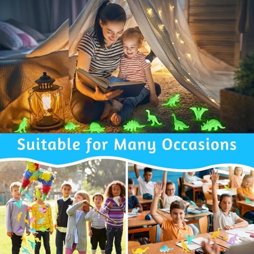 DURAZO Glow in Dark Dinosaur Toys, 11 Pieces Multi-Coloured Set, Party Favours and Classroom Prizes for Kids 3+ Years, Multicolour and Multishape Dino Toys - Image 5