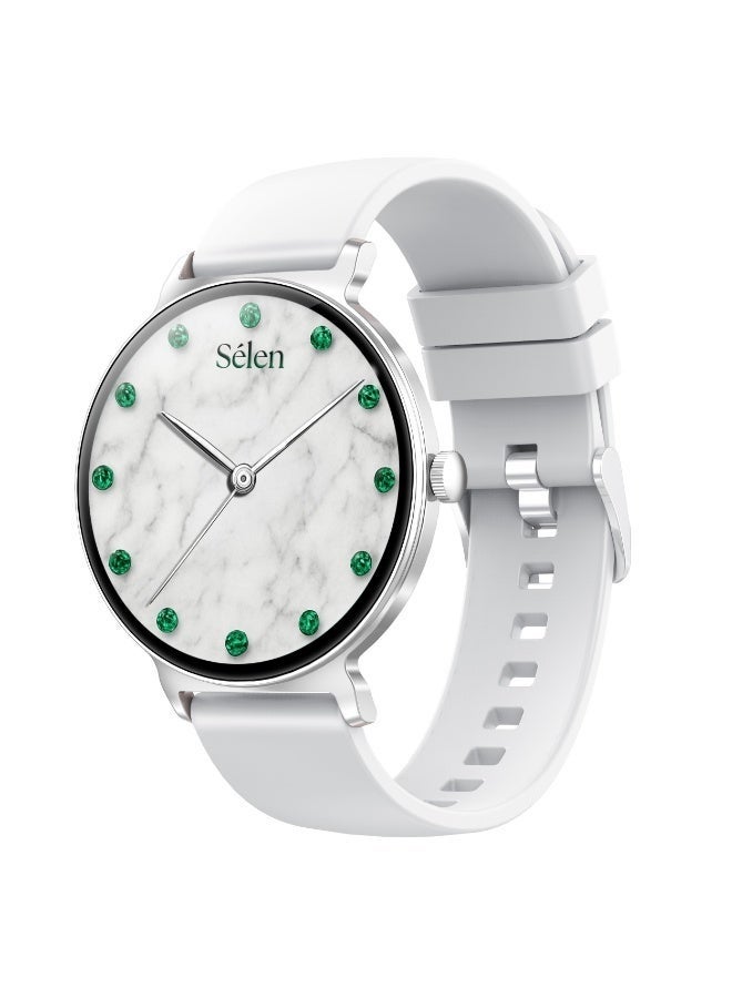 Selena Women's Smartwatch | 1.27" AMOLED Display | Slim Design | IP67 | Bluetooth Calling | Heart Rate & SpO2 | Workout Detection |1 Week Battery | English & Arabic- & grey Strap - Image 1