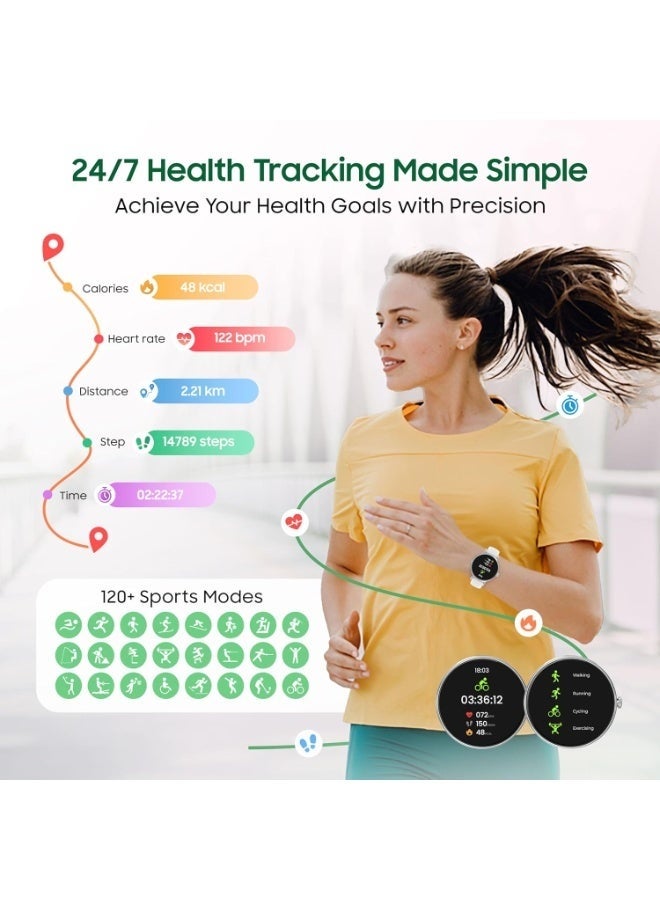 Selena Women's Smartwatch | 1.27" AMOLED Display | Slim Design | IP67 | Bluetooth Calling | Heart Rate & SpO2 | Workout Detection |1 Week Battery | English & Arabic- & grey Strap - Image 4