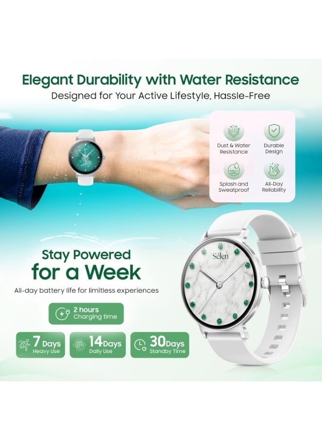 Selena Women's Smartwatch | 1.27" AMOLED Display | Slim Design | IP67 | Bluetooth Calling | Heart Rate & SpO2 | Workout Detection |1 Week Battery | English & Arabic- & grey Strap - Image 3