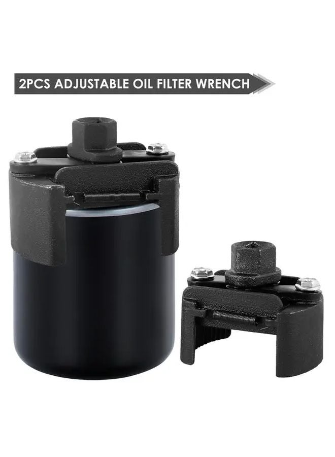 2Pcs Black Adjustable Oil Filter Wrench 60 105mm Universal Removal Tool For 1 2 Inch Ratchet - Image 5