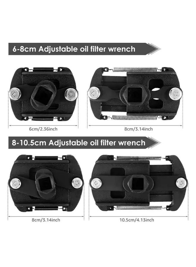 2Pcs Black Adjustable Oil Filter Wrench 60 105mm Universal Removal Tool For 1 2 Inch Ratchet - Image 3