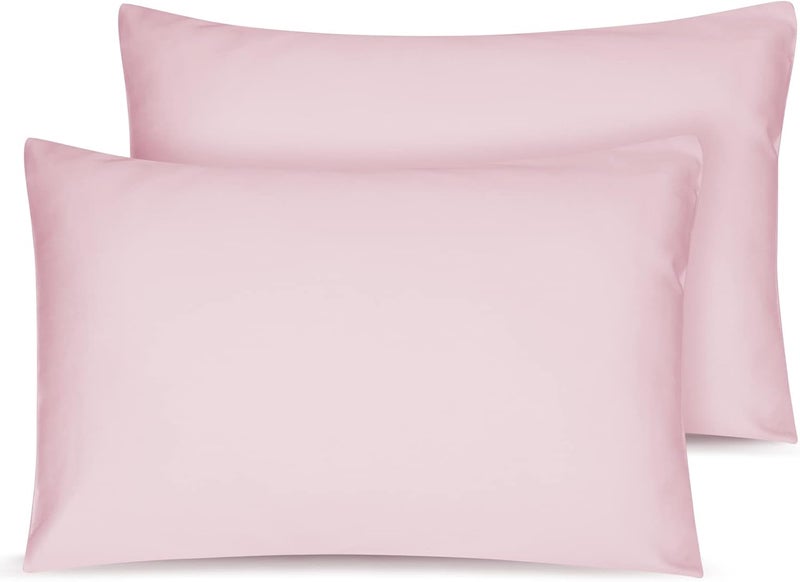 LULUSILK Organic Cotton Toddler Pillowcase 2 Pack, 14 x 20 Travel Pillow Case Cover for Babies, Kids, Boys and Girls, Soft and Breathable Small Pillow Cases with Envelope Closure, Pink - Image 1