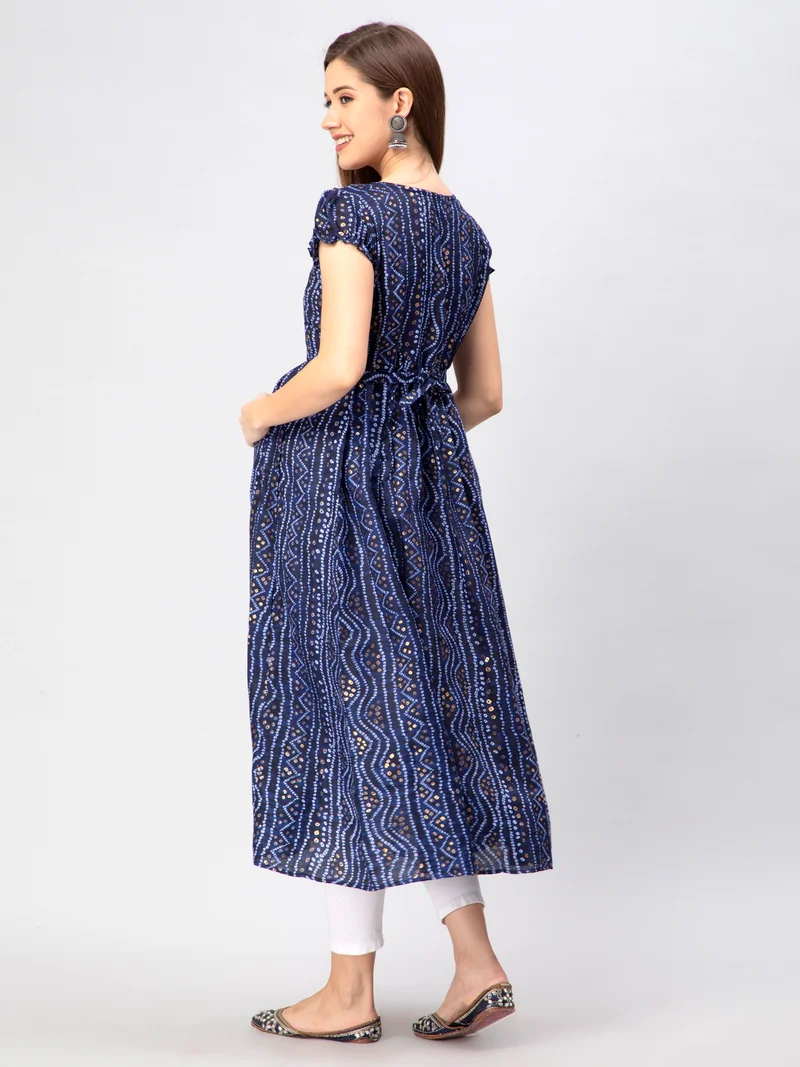 CEE 18 Women's Cotton Rayon A-Line Maternity Feeding Kurti with Zippers