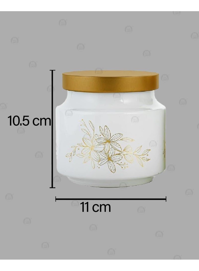 CROCO JAR Premium Color Coated & Printed Design 600 ML REJOICE WHITE GOLDEN LEAF DESIGN WITH GOLDEN CAP-4 PCS - Image 3