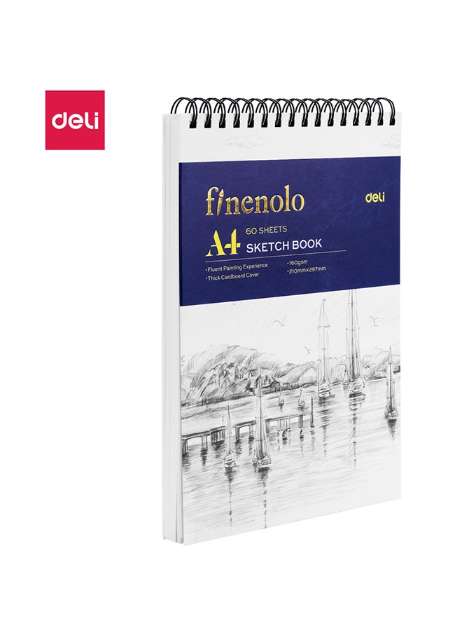 Deli Deli EC276 Dmast A4 Sketch Book - 60 Pages 160gsm Premium Sketch Paper, Vertical Spiral Binding, Cardboard Cover - Artist Drawing Pad for Pencil, Charcoal & Markers (1PCS/Shrink Film) 