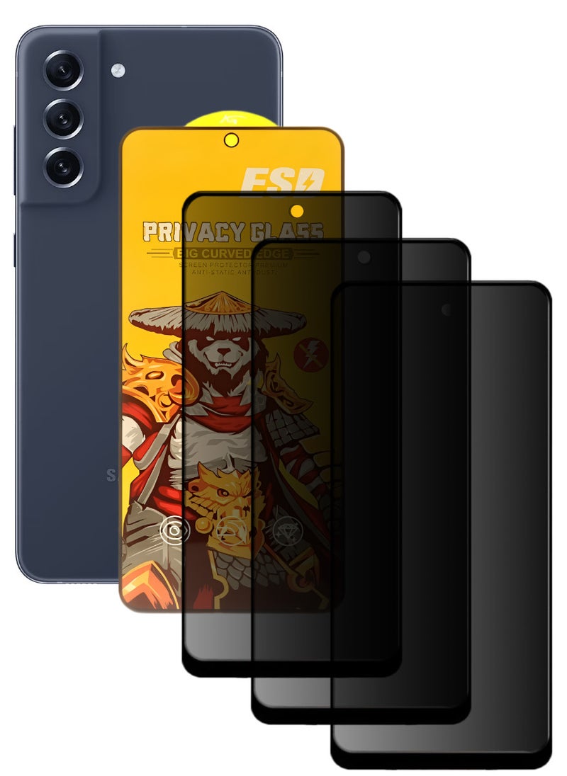 ESD 3 Pieces Tempered Dustproof Privacy Glass Screen Protector Compatible For Samsung Galaxy S21 FE - Image 1