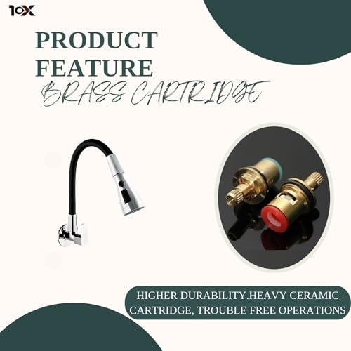 10X Brass Kitchen Sink Tap ST-45023 Flexible Neck Black Triple Flow 3 Function Shower Flow/Foam Flow/Anit Splash Wall Mount - Image 5