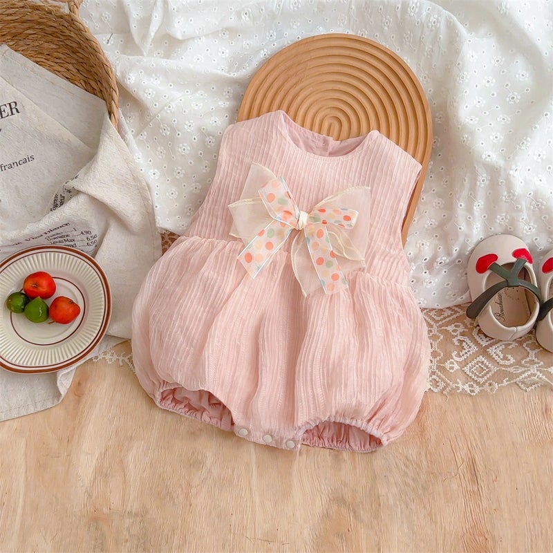 2025 Ins Foreign-Style Sweet Bow Khaki Thin Tencel 0-2 Year Old Baby Girl'S Fart Coat - Image 3